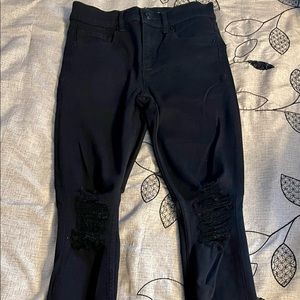 Express high waisted black distressed skinny Jean size 00S